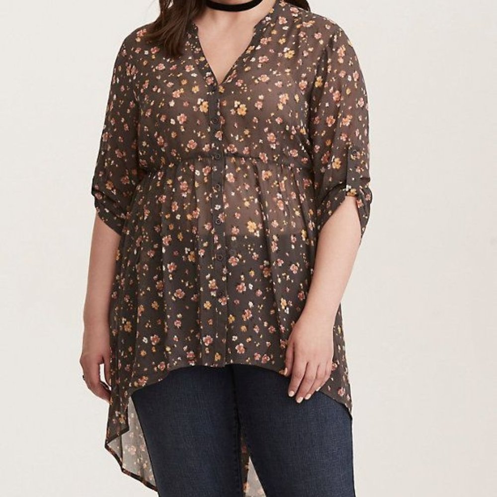 *Clearance* NWT Torrid Chiffon Babydoll Hi Lo Tunic Top Plus Size 2X